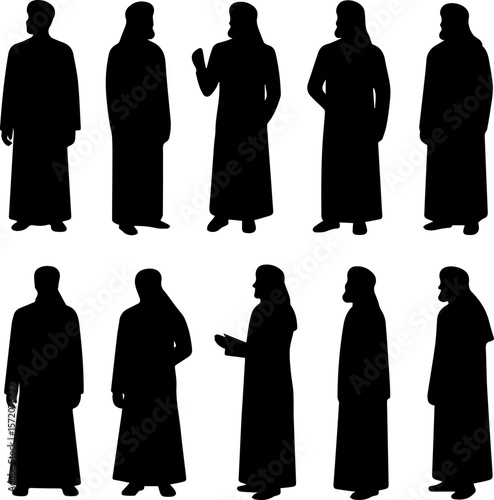 Set of Arabian man silhouette black silhouette vector illustration