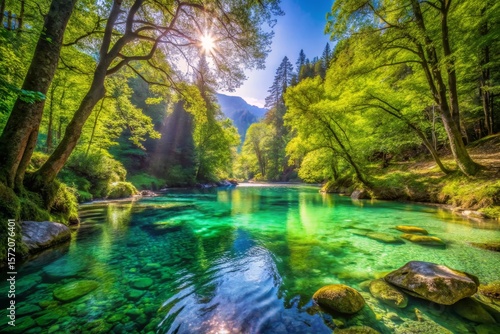 Serene Emerald River in Lush Forest