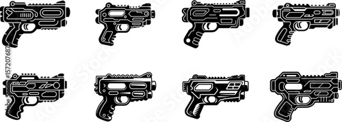 Set of Toy nerf gun silhouette vector illustration