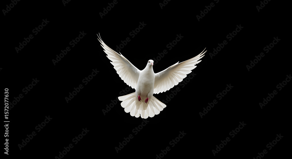 Fototapeta premium White Dove Flying with Wings Spread in Transparent Background for Peace and Freedom Themes