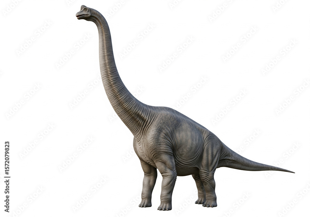 Fototapeta premium brachiosaurus with long neck curved gracefully isolated on white background