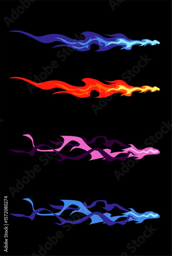 Game gun or blaster shoot vfx effect vector set
