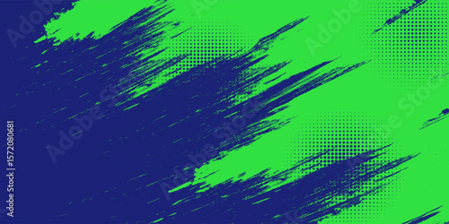 Green n blue color Brush Texture and Halftone Effect pattern gradient grunge texture background. Sport style vector illustration Abstract with modern corporate concept.