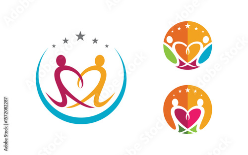 Human care Love adoption group network and social logo design v.46