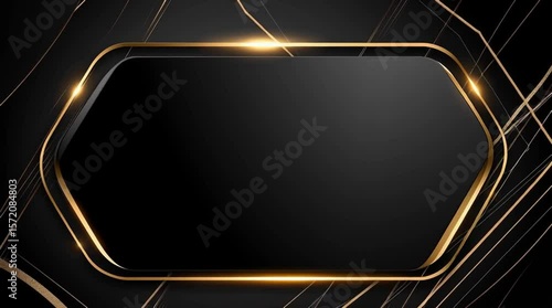 Wallpaper Mural Golden hexagonal frame on black background with moving gold lines, animation. Ideal for award shows, branding, or luxury video openers. Torontodigital.ca