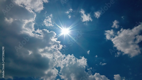 Summer sky. The hot sun and the wide sky. A familiar sight in the city. AI generated.