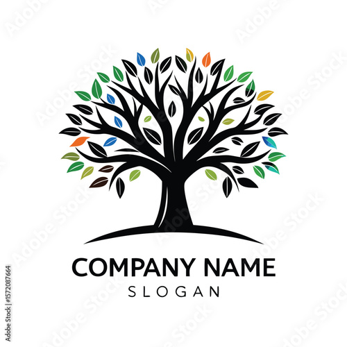 Colorful tree logo design