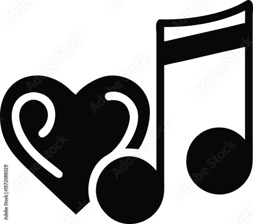 Love heart music note icon