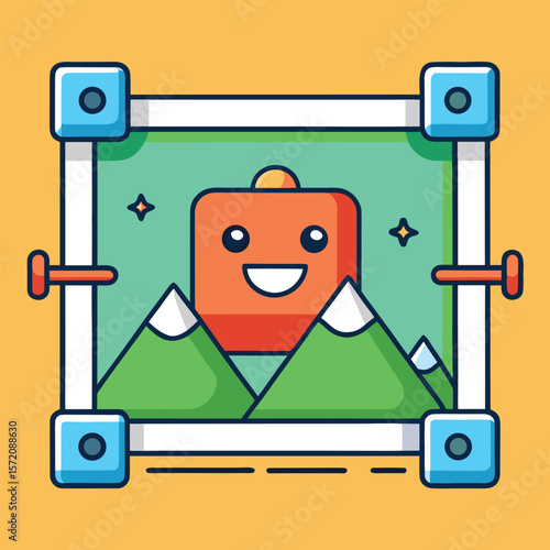 Fun Illustration Image Cropping Tool with Mountain Landscape