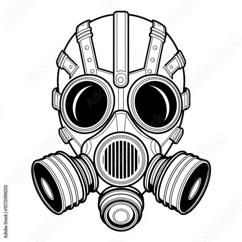 gas mask vector illustration coloring page