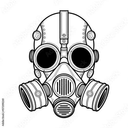gas mask vector illustration coloring page 
