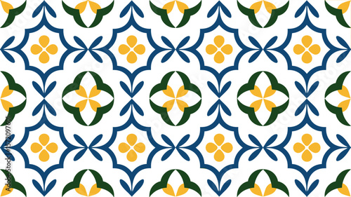 Seamless mediterranean tile pattern vector design for kitchen bathroom wall floor decor background
