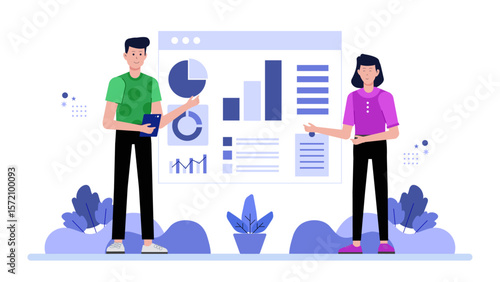 CEO Sharing Growth Vision with Stakeholders, flat vector illustration