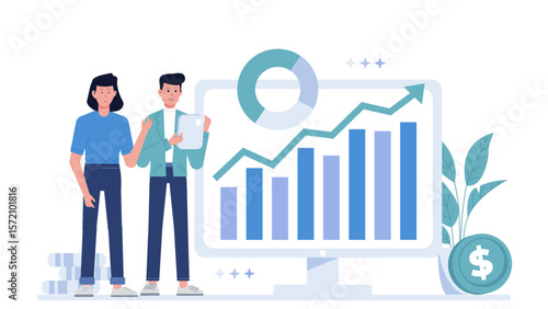 CEO Sharing Growth Vision with Stakeholders, flat vector illustration