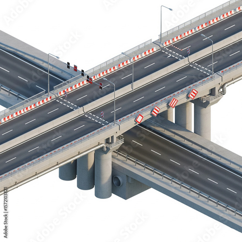 Elevated Highway Interchange 3D Model of Complex Road Infrastructure