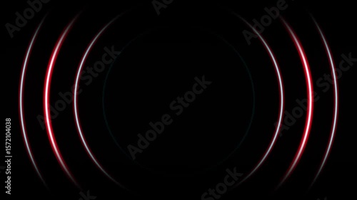 Abstract neon circle radio waves looping background. Searching process in futuristic interface. Radar signal concept. Vibrant neon background illustrates wireless communication. Neon radio wave signal