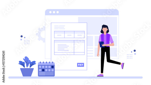 Freelancer Sending Digital Invoice to Client flat vector illustration