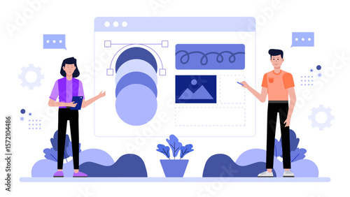 Design Group Creating Rebranding Proposal flat vector illustration