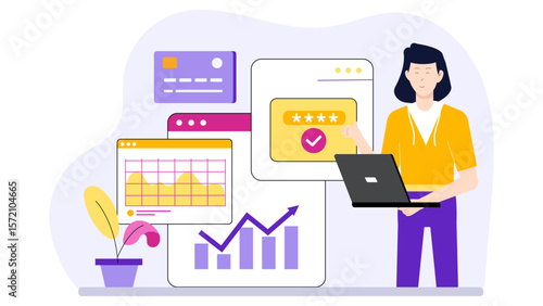 HR Lead Setting Up Remote Work Policies flat vector illustration