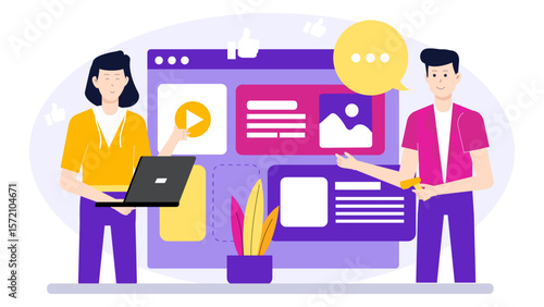 Product Group Responding to Feature Request Submissions flat vector illustration