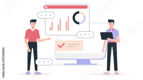 Content Creator Planning Cross-Platform Strategy flat vector illustration