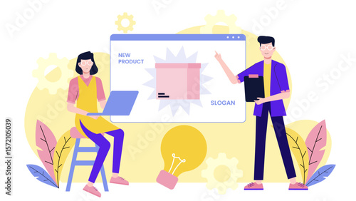 E-commerce Seller Managing Product Inventory flat vector illustration