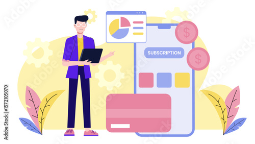 HR Lead Setting Up Remote Work Policies flat vector illustration