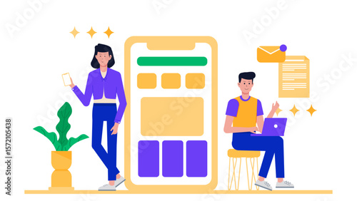 Product Group Responding to Feature Request Submissions flat vector illustration