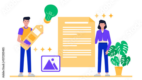 Design Group Creating Rebranding Proposal flat vector illustration
