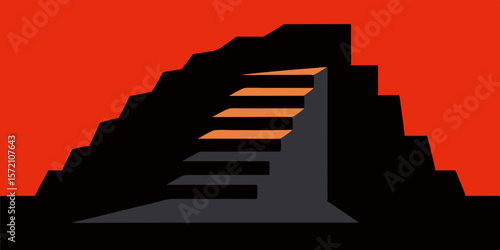 Conceptual 3D rendering of a spiral stairway to the sky, illustrating the upward path of business growth and success