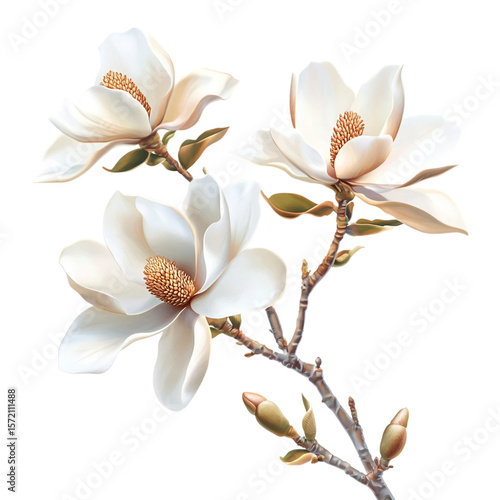 Magnolias on a white background ai generated.png