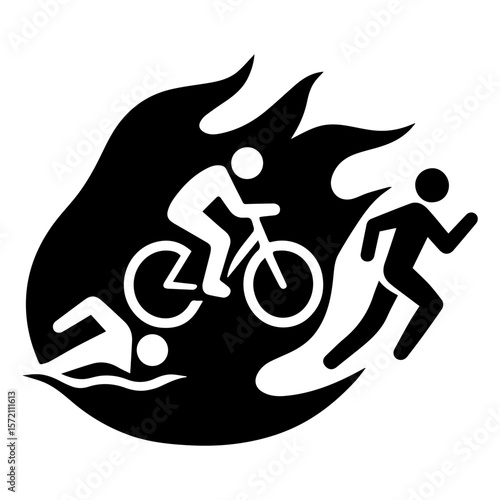Triathlon icon in transparent background