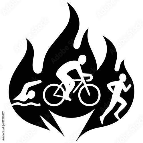 Triathlon icon in transparent background