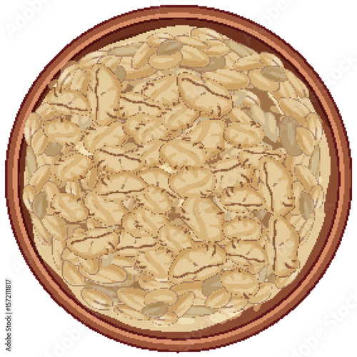 Bowl of Rolled Oats Vector Illustration