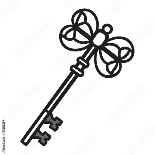 Antique Skeleton Key With Intricate Bow Design Showcasing Vintage Craftsmanship