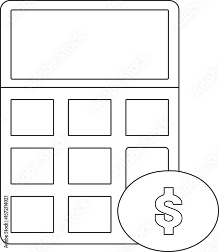 Calculator with Dollar Sign Coin Icon