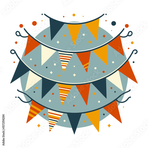 This image displays festive triangular buntings, ideal for websites or blogs about celebrations, parties, or event decorations.


