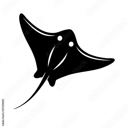 Stingray Fish Black Glyph Icon (Color Changes Available in SVG)