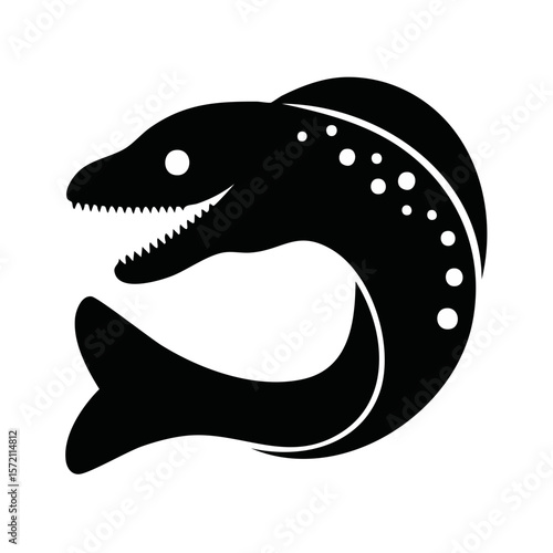 Moray Eel Fish Black Glyph Icon (Color Changes Available in SVG)