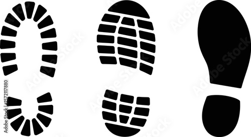 Footprint types vector illustration for shoe prints design and tracking forensic science concept