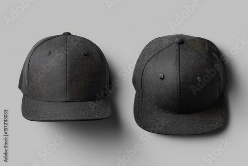 Wallpaper Mural Two black baseball caps, one flat bill, one mesh back Torontodigital.ca