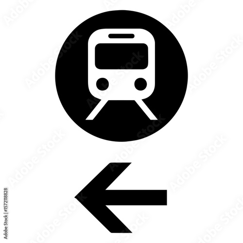 Subway train with arrow icon with transparent background symbolizing public transit and metro transportation
