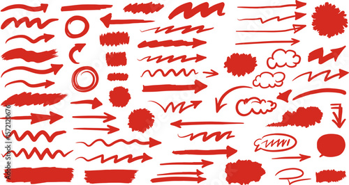 Wallpaper Mural Red hand drawn arrows doodle vector set sketch design elements direction pointers infographic symbols 100 Torontodigital.ca