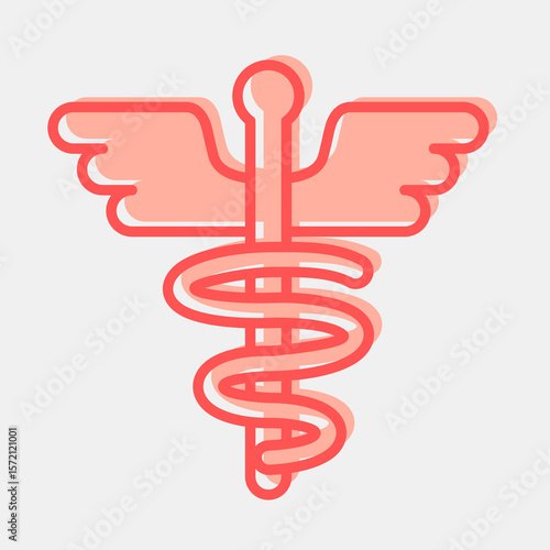 Icon aesculapius. Medical elements. Icon in two tone style.