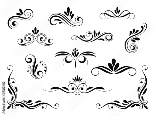 A curated set of decorative features designed to elevate and enrich design projects flat vector illustration on white background