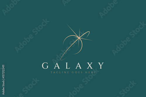 Galaxy Saturn Star Abstract Logo with Sacred Geometric Esoteric Concept