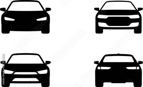 Car front view vector icons set illustration automotive design transport vehicle auto automobile graphics 100