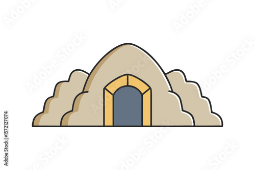 Colored Mud Igloo House with Arched Doorway and Dome Shape for Icon or Design Use