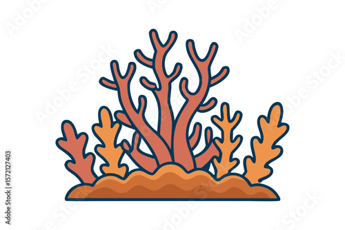 Coral reef design underwater flora vector illustration isolated on a white background