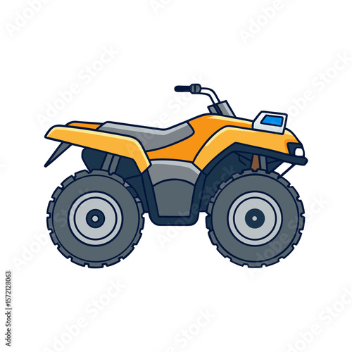 Yellow atv quad bike vector illustration isolated on white background